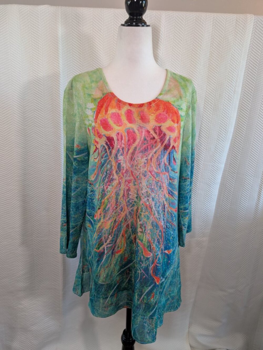 Leoma Lovegrove Jellyfish Art Top Bright Tropical Florida Artist Tunic Large